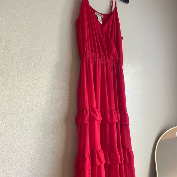 Red Ruffle Maxi Dress - Picture 3 of 5